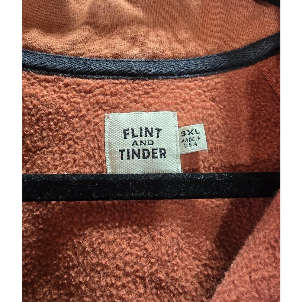 Flint and Tinder 1/4 Zip Sweatshirt Pullover Fleece Mens 3XL Orange Brown USA - Picture 3 of 5